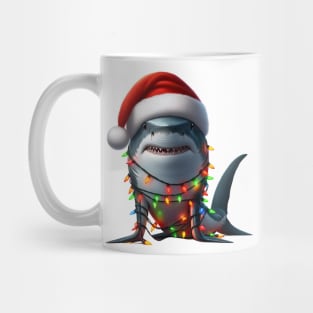 Shark Wrapped In Christmas Lights Mug